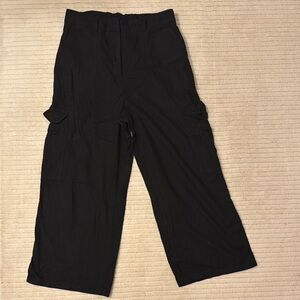 Ellen Tracy Linen Black Wide Leg Jumpsuit